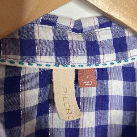 Pilcro Ombre Check Plaid Button Up Shirt Purple Womens Small Boho Anthropologie - Picture 5 of 8